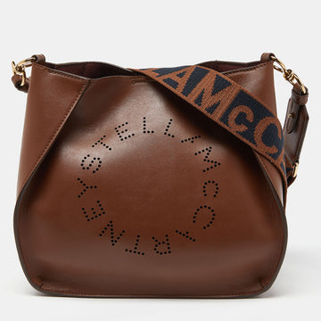 STELLA MCCARTNEY Brown Faux Leather Stella Logo Crossbody Bag