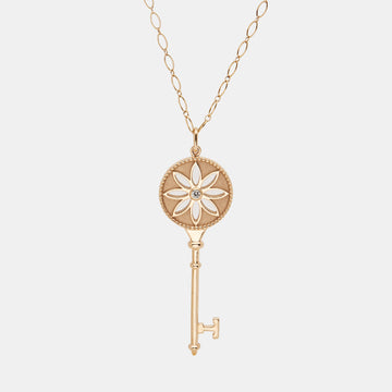 TIFFANY & CO. Daisy Key Diamond 18K Rose Gold Long Pendant Necklace