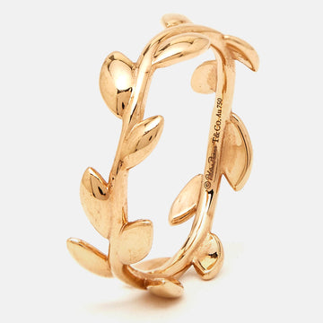 TIFFANY & CO. Paloma Picasso Olive Leaf 18k Rose Gold Ring Size 52