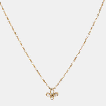 TIFFANY & CO. Fleur De Lis Diamond 18k Yellow Gold Necklace