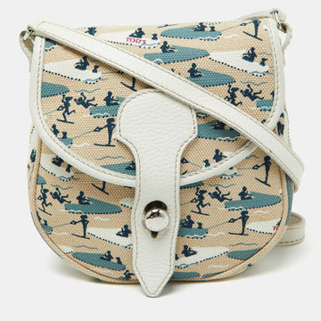 TOD'S Multicolor Printed Canvas and Leather Crossbody Bag