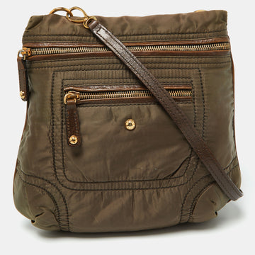TOD'S Brown Satin and Leather Crossbody Bag