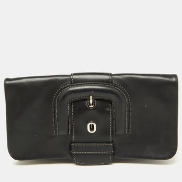 TOD'S Black Leather Lucy Flap Clutch