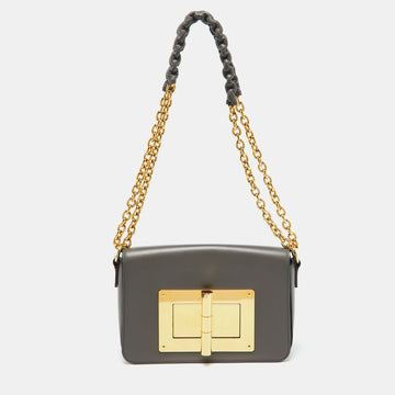 TOM FORD Grey Leather Small Chain Natalia Shoulder Bag