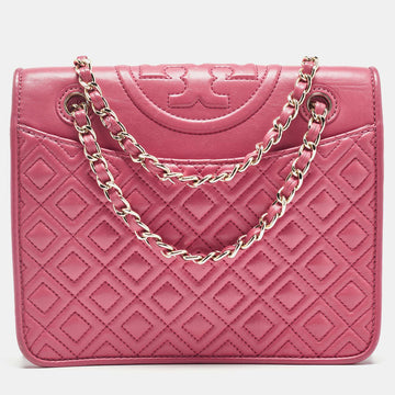 TORY BURCH Pink Leather Small Fleming Shoulder Bag