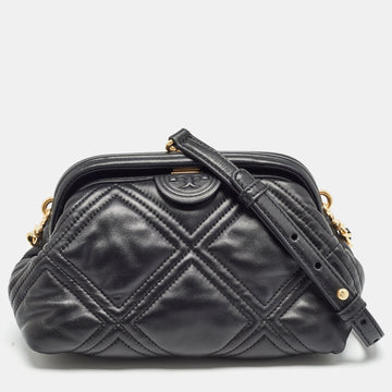 TORY BURCH Black Quilted Leather Fleming Soft Frame Bag