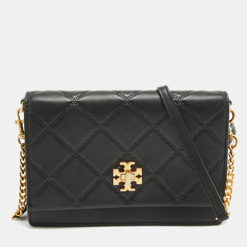 TORY BURCH Black Leather Georgia Clutch Bag