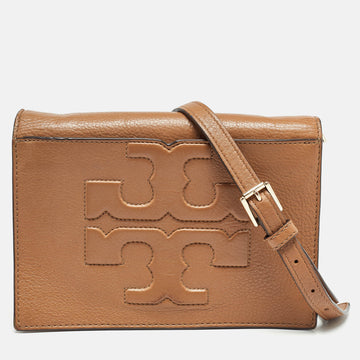 TORY BURCH Brown Leather Bombe T Combe Crossbody Bag