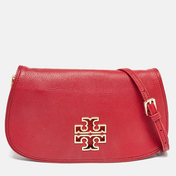 TORY BURCH Red Leather Britten Crossbody Bag