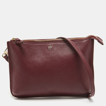 TORY BURCH Burgundy Leather Crossbody Bag