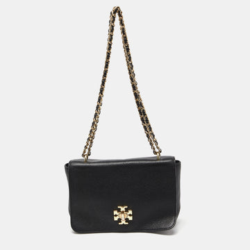 TORY BURCH Navy Blue Leather Mercer Shoulder Bag