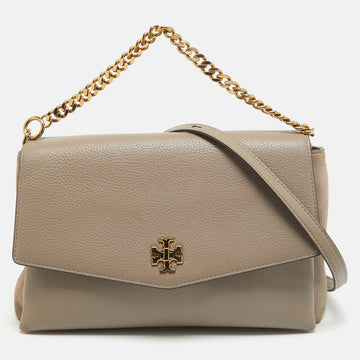 TORY BURCH Grey Leather Kira Flap Shoulder Bag