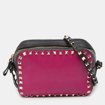 VALENTINO Pink/Black Leather Rockstud Camera Bag