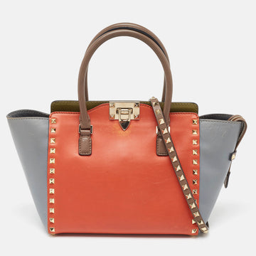 VALENTINO Multicolor Leather Medium Rockstud Trapeze Tote