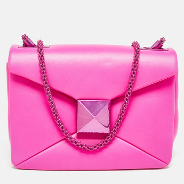 VALENTINO Pink Leather One Stud Chain Shoulder Bag