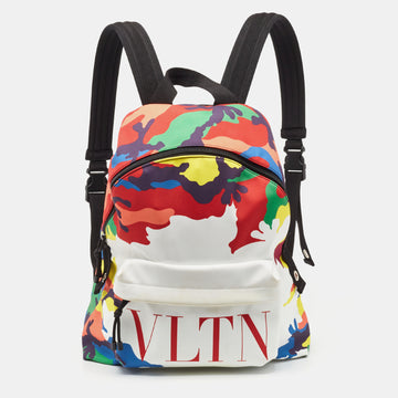 VALENTINO Multicolor Camo Print Nylon VLTN Logo Backpack