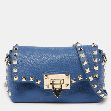 VALENTINO Blue Leather Mini Rockstud Crossbody Bag