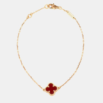 VAN CLEEF & ARPELS Sweet Alhambra Carnelian 18k Rose Gold Bracelet