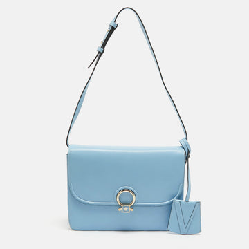 VERSACE Light Blue Leather DV One Shoulder Bag