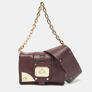 VERSACE Burgundy Leather Stardvst Crossbody Bag