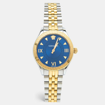 VERSACE Blue Two-Tone Stainless Steel Hellenyium VE2S00522 Women's Wristwatch 35 mm