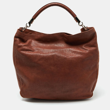 YVES SAINT LAURENT Brown Leather Roady Hobo