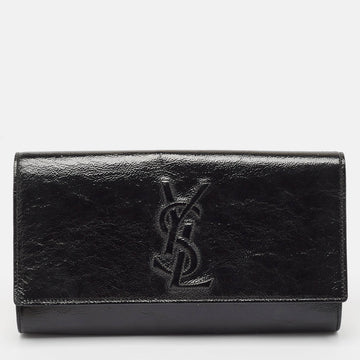 YVES SAINT LAURENT Black Patent Leather Belle De Jour Flap Clutch