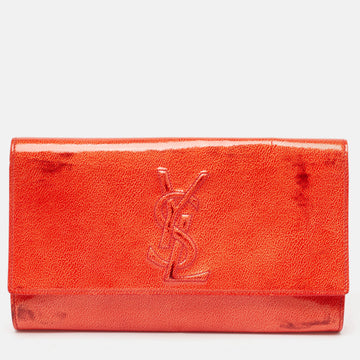 YVES SAINT LAURENT Red Patent Leather Belle De Jour Flap Clutch