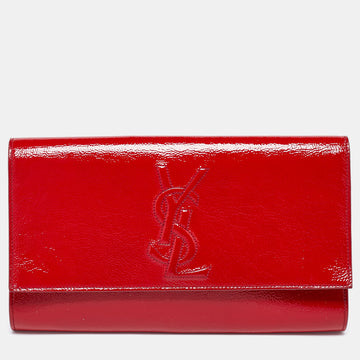 YVES SAINT LAURENT Red Patent Leather Belle De Jour Flap Clutch