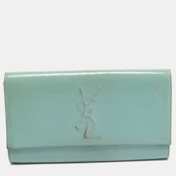 YVES SAINT LAURENT Light Blue Patent Leather Belle De Jour Flap Clutch