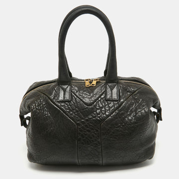 YVES SAINT LAURENT Black Leather Easy Y Boston Bag