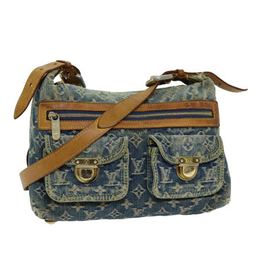 LOUIS VUITTON Monogram denim Buggy PM Shoulder Bag Blue M95049 LV Auth mr216