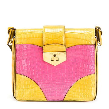 Pink & Yellow Colour-Block Handbag