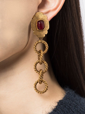Stone Chain-link Drop Earrings
