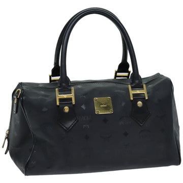 MCM Vicetos Logogram Boston Bag Coated Canvas Black Auth tb1091