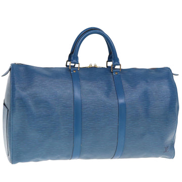 LOUIS VUITTON Epi Keepall 50 Boston Bag Blue M42965 LV Auth tb1102