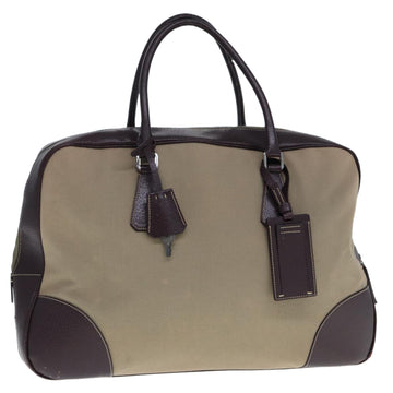 PRADA Hand Bag Canvas Beige Auth tb1111