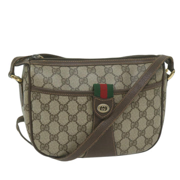 GUCCI GG Canvas Web Sherry Line Shoulder Bag PVC Beige Auth th4529