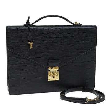 LOUIS VUITTON Epi Porte Documents Bandouliere Briefcase Black M54467 Auth th4967