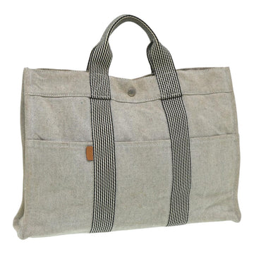 HERMES New Fourre Tout MM Hand Bag Canvas Gray Auth th5184