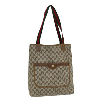 GUCCI GG Supreme Web Sherry Line Tote Bag PVC Beige Red 39 02 003 Auth th5206