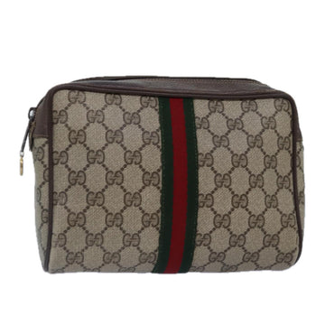 GUCCI GG Supreme Web Sherry Line Clutch Bag PVC Red Beige 56 01 012 Auth th5230