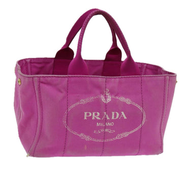 PRADA Canapa MM Hand Bag Canvas Pink Auth ti1653