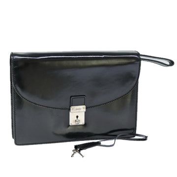 GUCCI Clutch Bag Enamel Black 018 122 1940 Auth ti1679