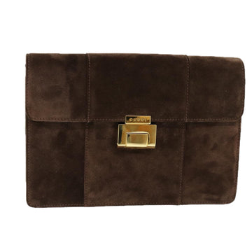 GUCCI Shoulder Bag Suede Brown Auth ti1687