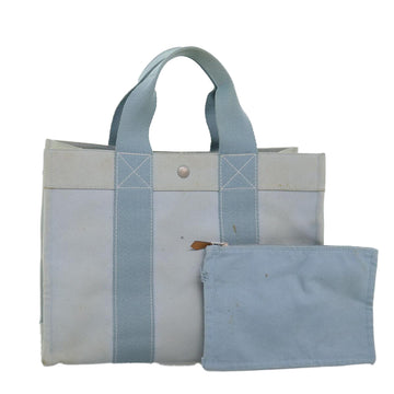 HERMES Bora Bora PM Tote Bag Canvas Light Blue Auth ti1701