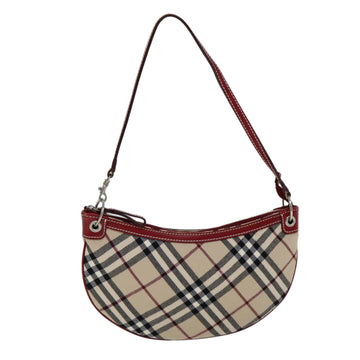 BURBERRY Nova Check Blue Label Hand Bag Beige Red Auth ti1760