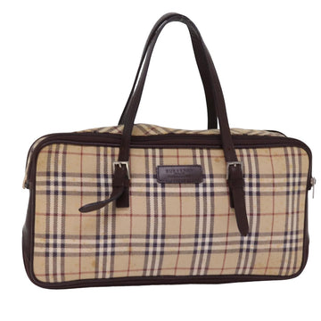 BURBERRY Nova Check Blue Label Hand Bag Canvas Beige Brown Auth ti1764