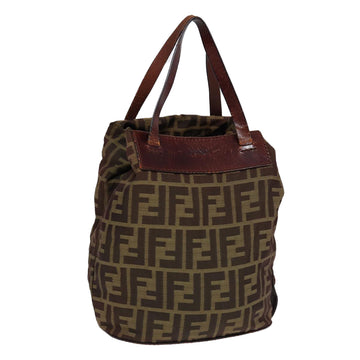 FENDI Zucca Canvas Hand Bag Brown Black Auth ti1947