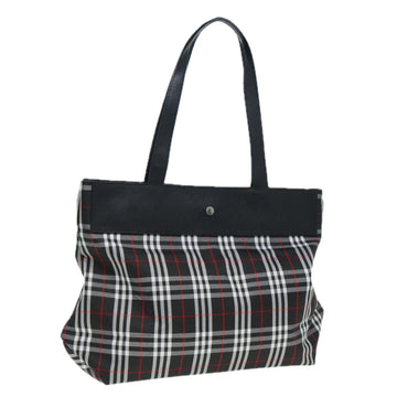 BURBERRY Nova Check Tote Bag Nylon Black Silver Auth ti1963